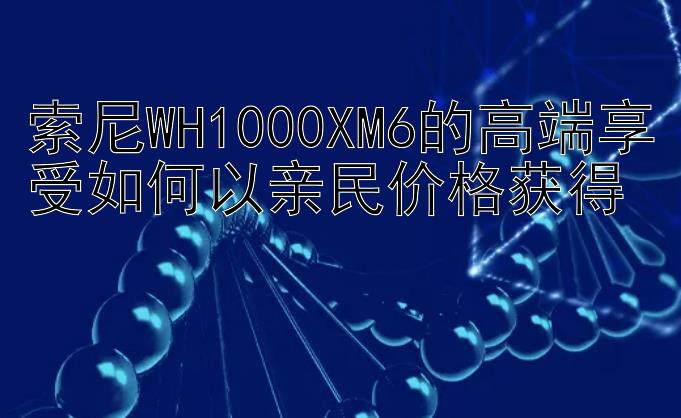 索尼WH1000XM6的高端享受如何以亲民价格获得